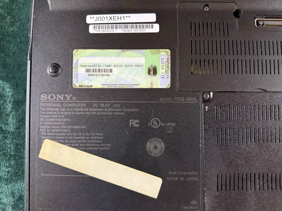 索尼 Vaio PCG-6N1L 非功能性笔记本电脑 适用于零件 — 第 4/4 张图片