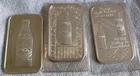 Vintage Rare 1977 Coca-Cola 75 Years Anniversary 1 oz Silver Art Bar - LOT OF 3