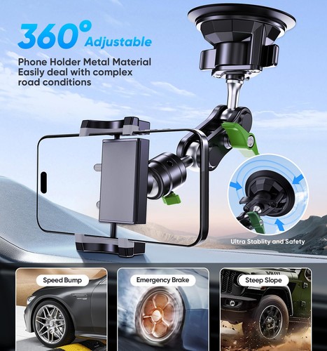Car Phone Holder, Ultra-Durable Mteal Phone Holders for Your Car, 360° Rotati... - Bild 4 von 9