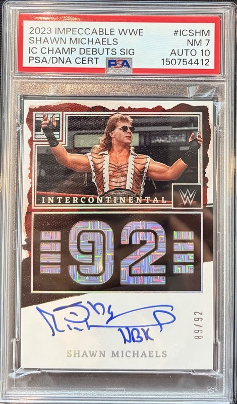 2023 Impeccable WWE Shawn Michaels IC Champion Debut Signatures PSA 7 / AUTO 10