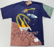 1999 Star Wars Episode I Naboo N-1 Starfighter Tie Dye Shirt Mens L All Over TAG