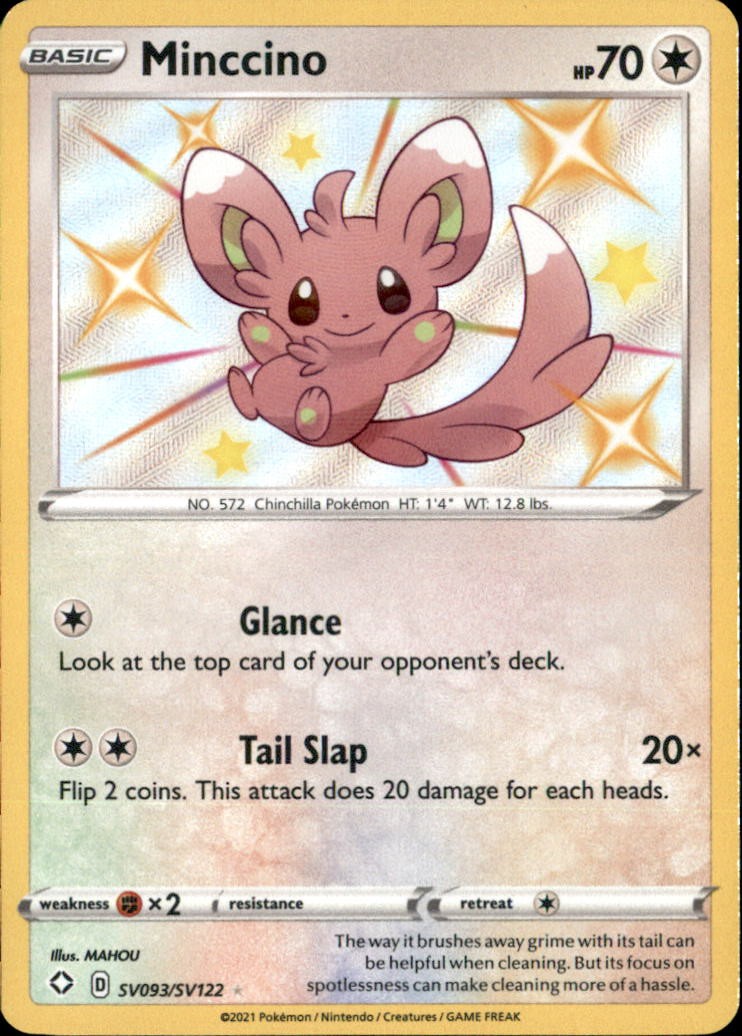 Minccino SV093/SV122 Shiny Rare Shining Fates Shiny Vault Pokemon Holo Near Mint