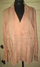 LANE BRYANT Pink Button Up Beaded Top Shirt Blouse 18 / 20 LAST CHANCE