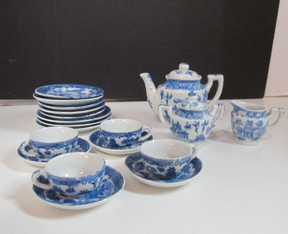 Blue Willow Children's Tea Set, Occupied Japan, 21 Pieces | eBay