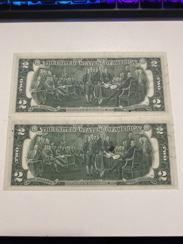 2 Error consecutive I Stamp 《Misaligned& Over Ink》1976 $2 Notes UNC!Super Rare! - Picture 3 of 4