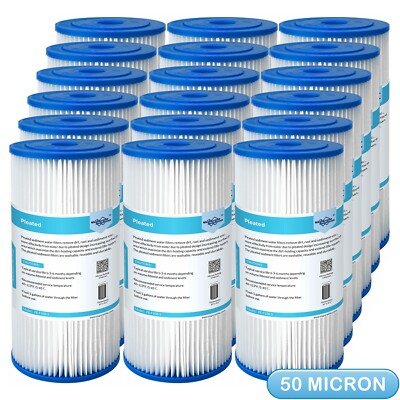 50 Micron 10''x4.5'' Washable Pleated Sediment Water Filter Replacement 1-18 Pack