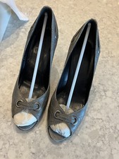 AUTHENTIC CHRISTIAN DIOR Cannage Open Toe Pumps Grey 38 W/box, Dust Bag