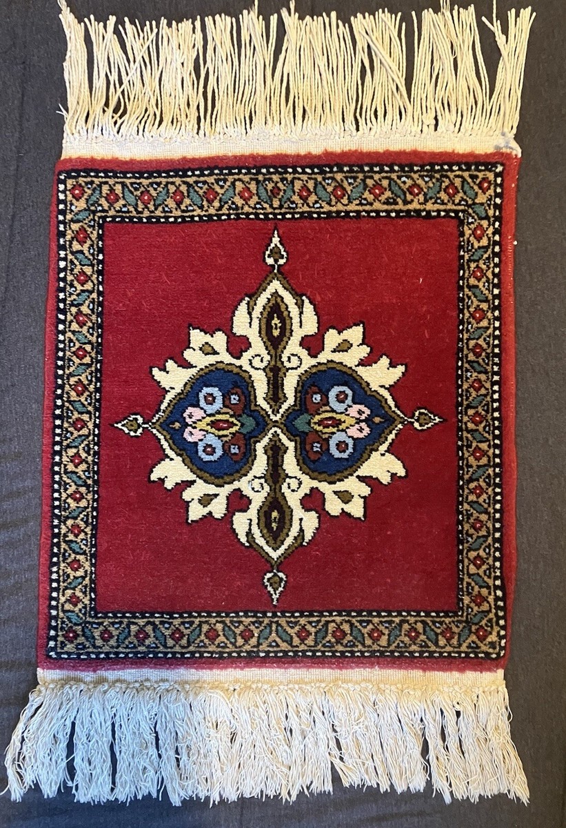 HAND KNOTTED VINTAGE TRADITIONAL MINIATURE ORIENTAL RUG 66cm X