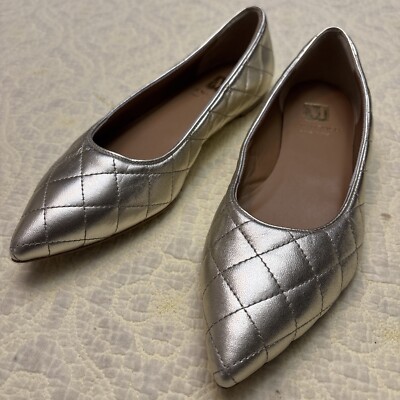 NWD Bruno Magli Flats Ballet Quilted Metallic Gold Leather Bianca Sz 8.5 EUR 39