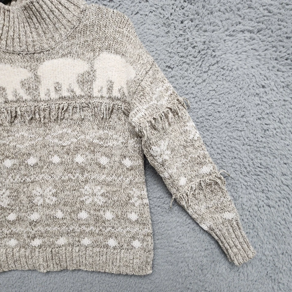 Suéter Loft Oso Polar Para Mujer Pequeño Pequeño Tejido Flecos Borde Esquí Cuello Alto Foto 4 de 4