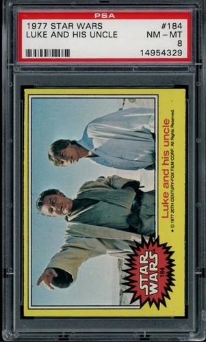 1977 Topps Star Wars #184 Luke and his uncle — PSA 8