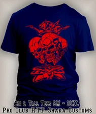 Mens Tee Shirt Skulls 3 Headed Horror Streetwear Big Tall Pro Club Shaka RTP T