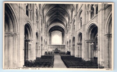 CHRISTCHURCH Priory interior Nave E. ENGLAND UK Postcard