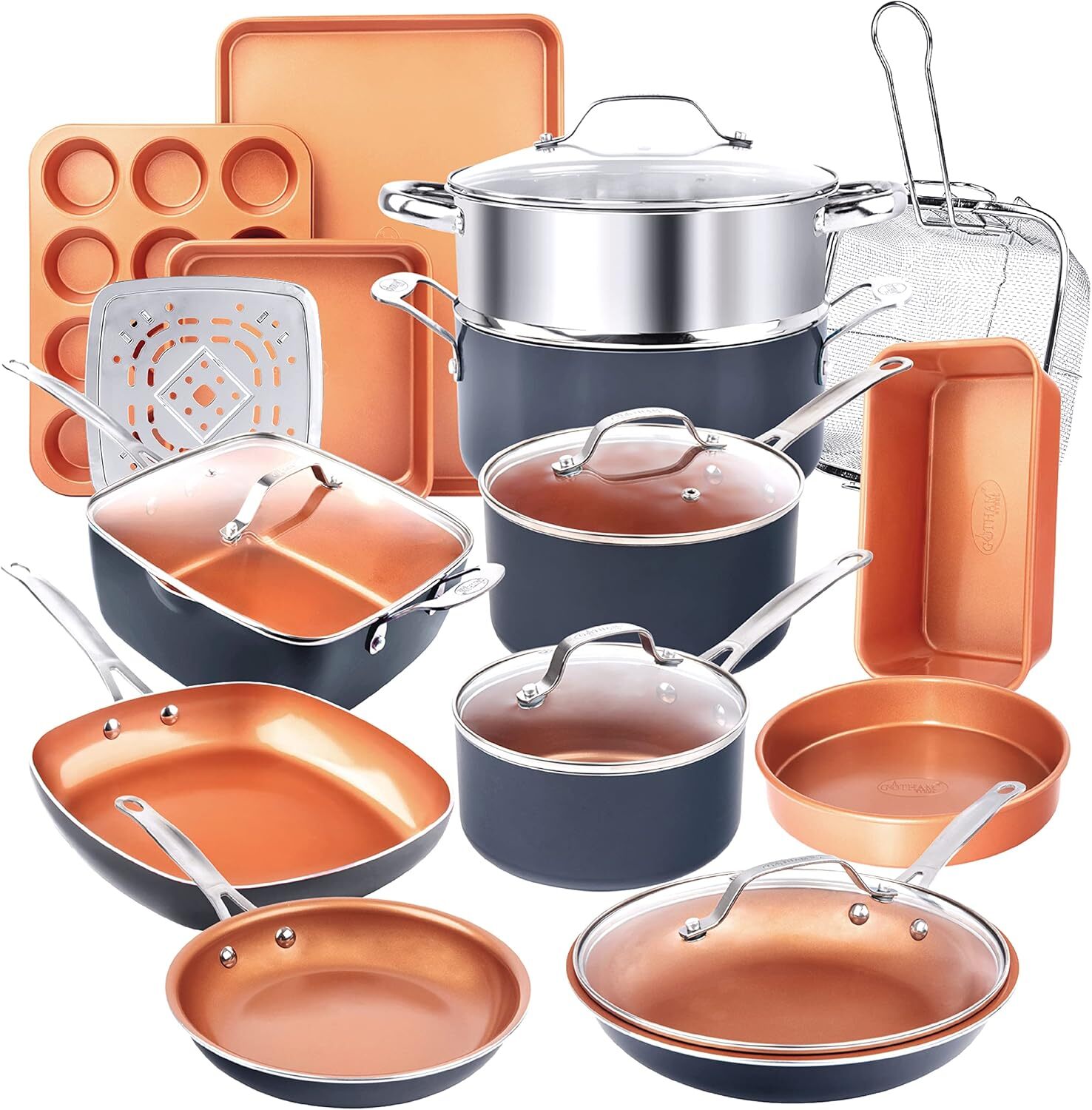 20 Pc Pots and Pans Set, Bakeware Set, Ceramic Cookware Set