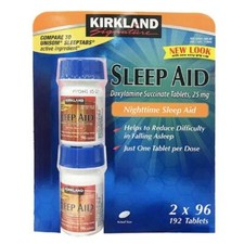 Kirkland Signature Sleep Aid Doxylamine Succinate 25 Mg, 2 pack 192 Tablets