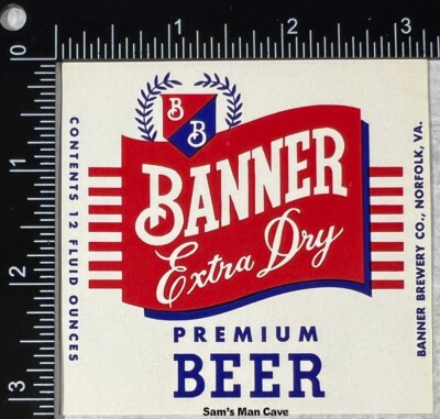Banner Extra Dry Beer Label - VIRGINIA | eBay