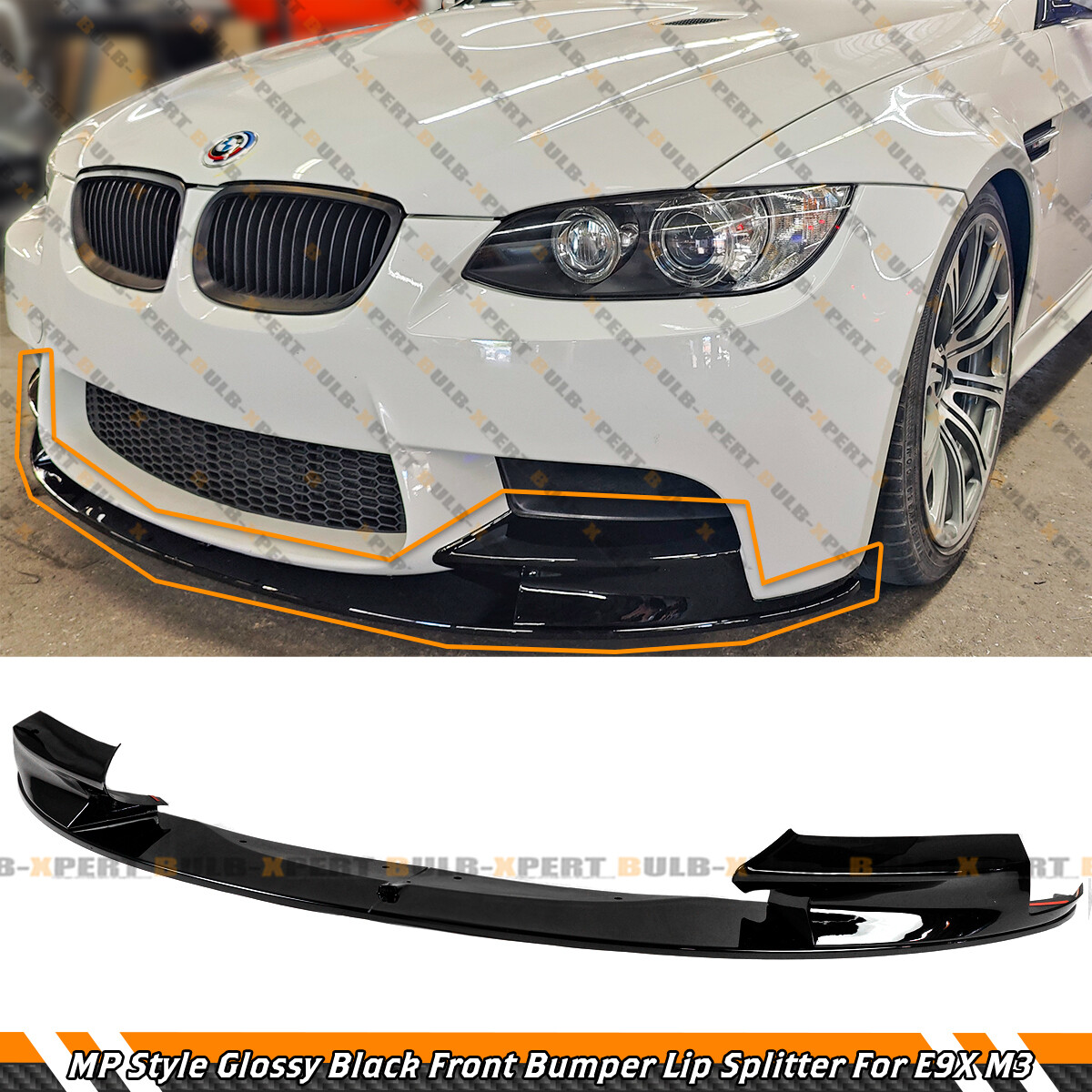 For 08-13 BMW E90 E92 E93 M3 MP Style Gloss Black Front Bumper Lip