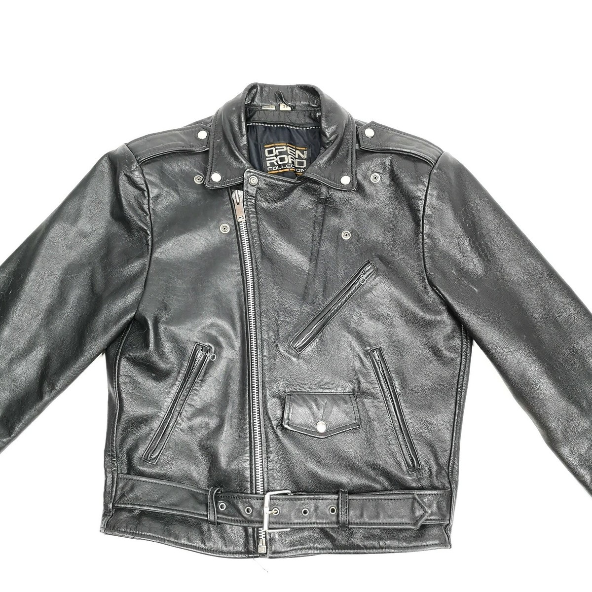 OPEN ROAD Collection Motorcycle Leather Jacket 38 Black