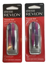 Revlon Mini Tweezer Set To Go, Slant and Point Tip Tweezers, STAINLESS (PK 2)
