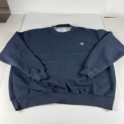 Champion Sweatshirt Extra Extra Large Dark Blue Faded Blank Eco Fleece Crewneck
