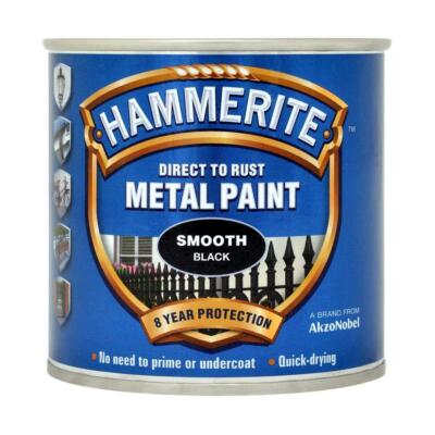 HAMMERITE METAL PAINT SMOOTH BLACK 250ML UK