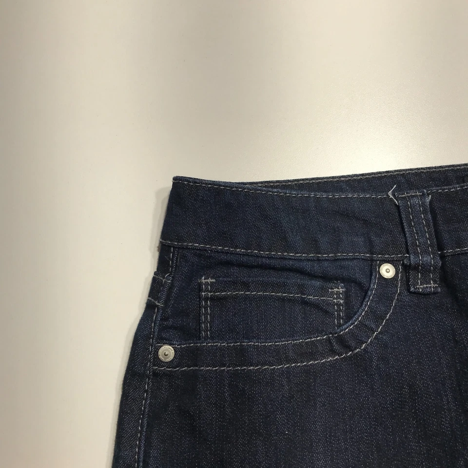 Nine West Jeans Piedra Oscura Denim Falda Recta Elastizada Cremallera Mosca Día Talla 10 Foto 3 de 4