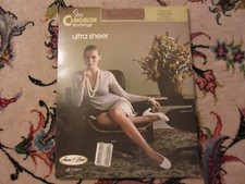 Vintage Sears Cling-alon Ultra Sheer Stockings Pantyhose Sandstone sz A NEW NIP