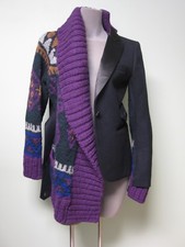 $1785 Sacai New Combo Chunky Knit Shawl Collar Draped Cardigan Wool Blazer 2jp