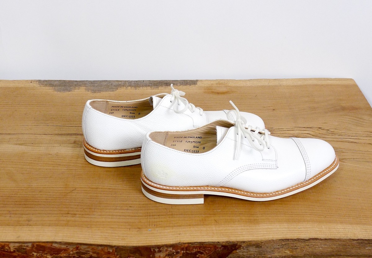 Sanders White Grain Toe Cap Gibson Military Style 1392 MGM (SEE 