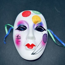 Ceramic Matte Painted Mask Mardi Gras Style 8" x 7.5"