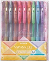 Zebra Sarasa Push Clip Gel Ink Pen - Metallic Colors - 1.0 Mm - 9 Color Set, Zebra Sarasa Push Clip Gel Ink Pen - Metallic Colors - 1.0 Mm - 9 Color Set,