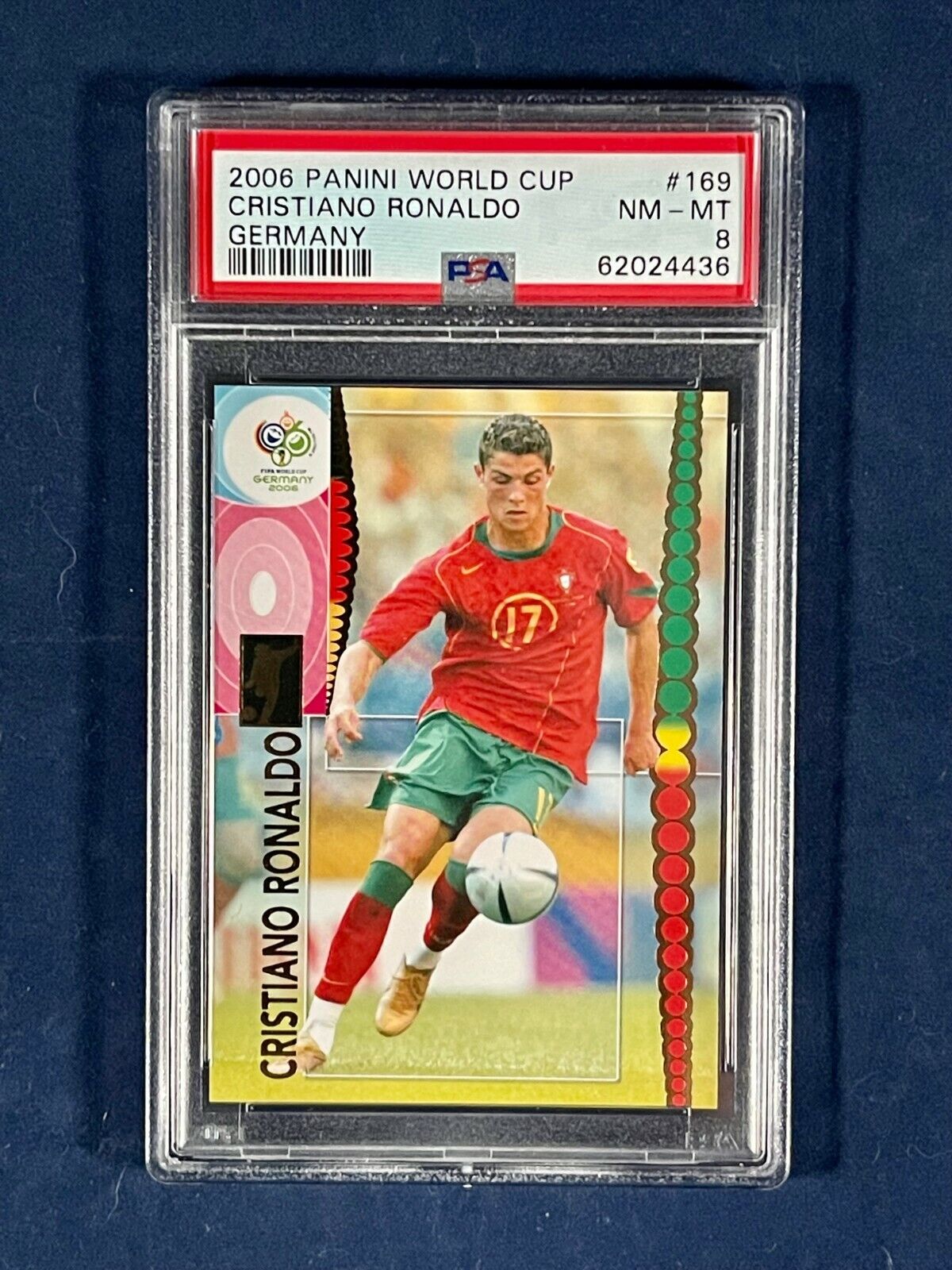 🔥👀📈 2006 Panini World Cup Soccer Germany #169 Cristiano Ronaldo PSA  NM-MT 8!!