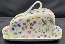Queen's bone china Country Meadow cheese dish / cover - 13.5 cm