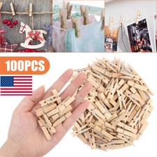 100Pcs Wood Clothespins Wooden Clip Laundry Clothes Pegs Spring Photo DIY Craft