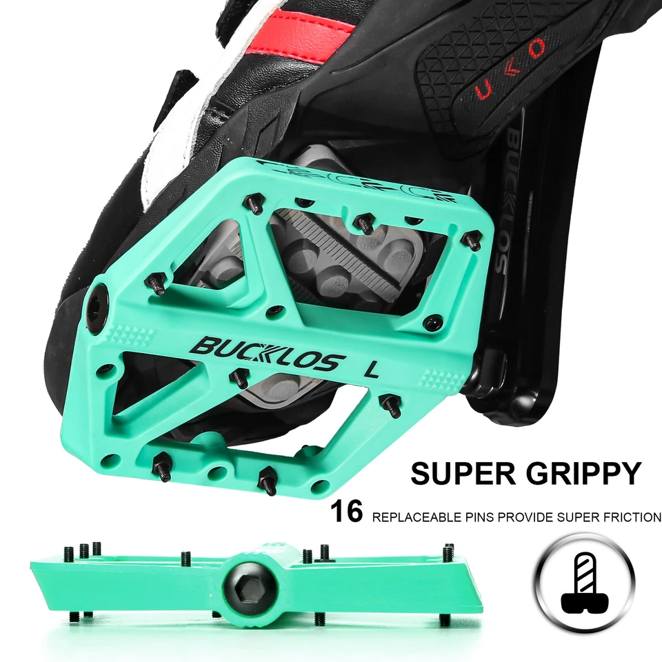 BUCKLOS Montaña MTB Bicicleta de Carretera Ciclismo Rodamiento Nylon Plano de Pedales 9/16” Foto 4 de 4