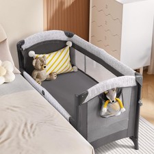 ELEMARA 3 in 1 Baby Bassinet,2025 Beside Bassinet with Full XL, Grey