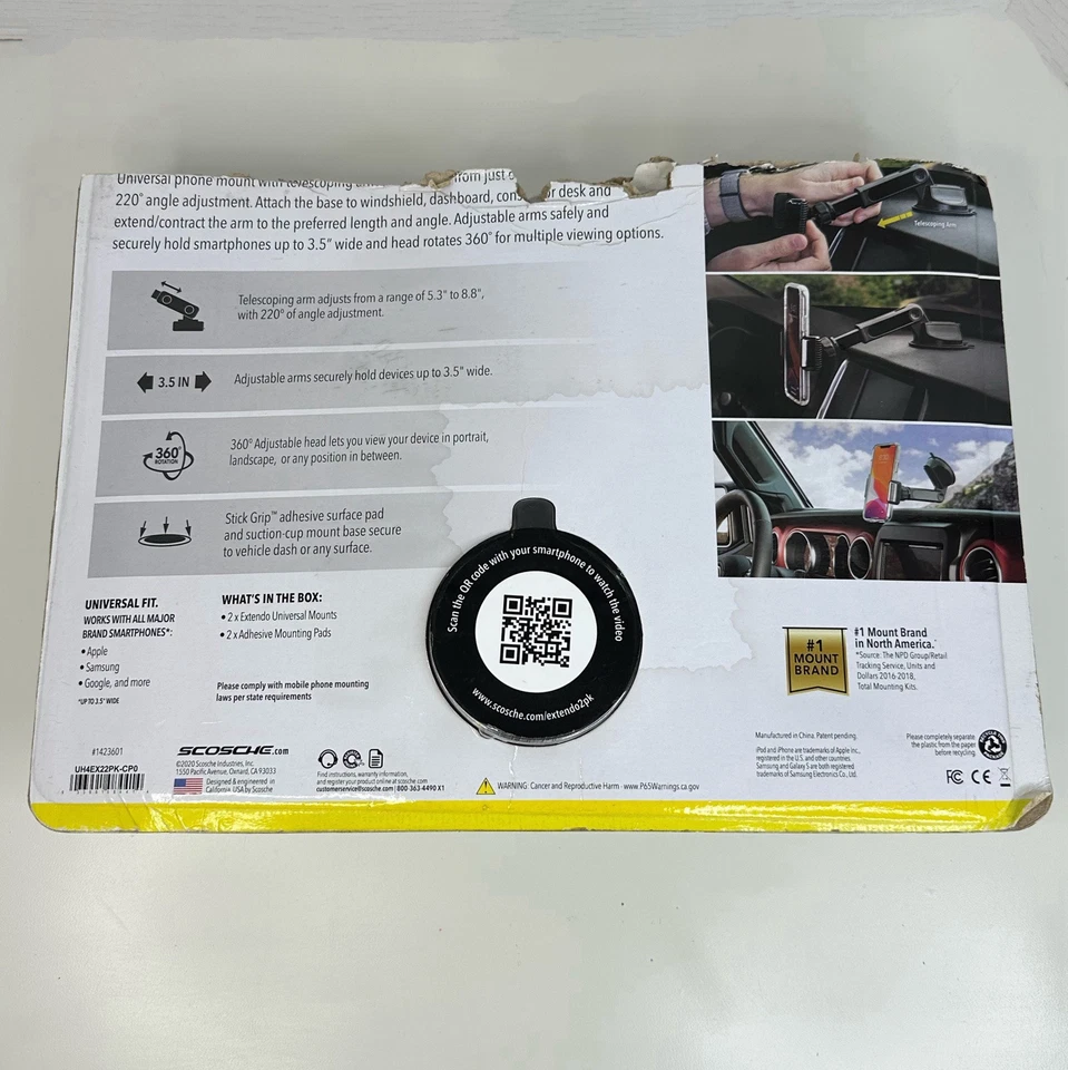 Scosche ExtendoMount Window Dash Universal Phone Mount Apple Samsung Extendo - Image 2 of 3