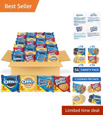 Bulk Cookie Variety - OREO, Golden, CHIPS AHOY!, & Nutter Butter - 56 Count