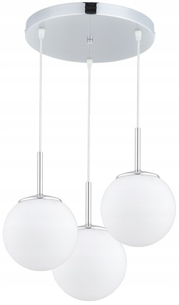 HäNgelampe Wohnzimmer 3-Flammig Glas Silber E27 B:30 Cm Pendelleuchte Esszimmer-image