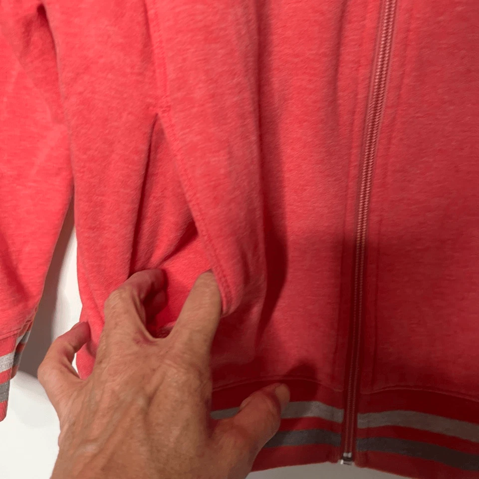 Eddie Bauer Coral Rosa Naranja Gris Rayas Cremallera Sudadera con Capucha Talla M Foto 4 de 4