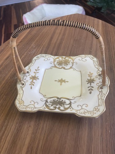 Vintage Gilded Cheese Dish With Handle - Afbeelding 1 van 8