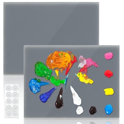 ELFULLY 2 Pack Neutral Grey Tempered Glass Palettes, 12'' x 16'' Large Gray 