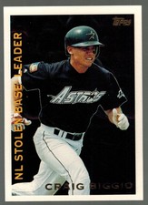 CRAIG BIGGIO 1995 Topps LEAGUE LEADERS Insert #LL41 NL Stolen Base Leader