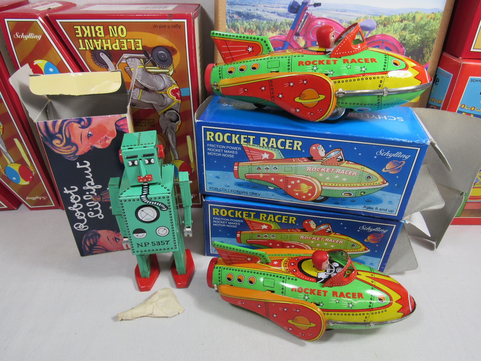 Huge Lot Of Tin Toys Wind Ups Robots Rocket Elephant Etc. Estate Sale Find As Is - Image 7