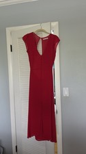 Reformation Gavin Dress Red Crepe Open Cutout Back High Slit Midi Maxi Size 6