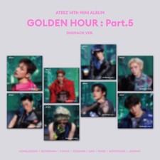 ATEEZ 14th Mini Album GOLDEN HOUR : Part.5 DIGIPACK Ver. CD Book P.Card etc Gift