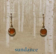 Sundance Catalog Gold Vermeil Carnelian Circle Stone Dangle Earrings