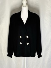 Vintage Liz Claiborne Black Blazer Jacket Double Breasted Minimal Classic
