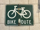 Vintage Bike Route Porcelain Street Sign 18 Inches Tall by 24 Inches Long