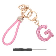 Initial Letter Keychain Letter G - Initial Wristlet KeyChain Pink